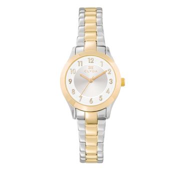 Montre Clyda  Dame Acier & Doré Cadran Blanc 28 Mm