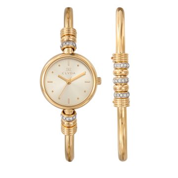 Montre Clyda  Set Dame Acier Doré Cadran Doré 26,5 Mm