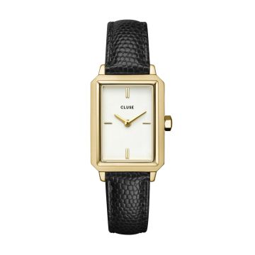 Montre Cluse Fluette Leather Black Lizard, Gold Colour
