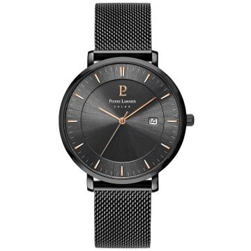 Montre Homme Pierre Lannier INTI Cadran Noir Bracelet Acier milanais Noir