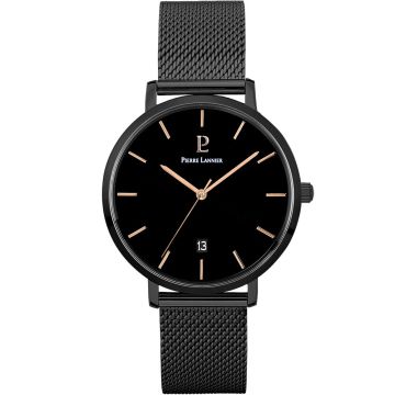 Montre Homme Pierre Lannier ECHO Cadran Noir Bracelet Acier Milanais Noir