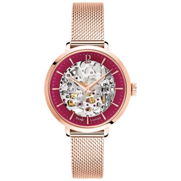 Montre Femme Pierre Lannier AUTOMATIC Cadran Framboise Bracelet Acier Doré-rose