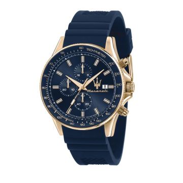 Montre Maserati Sfida 44Mm Chr Bleu Dial Bleu Silicon St