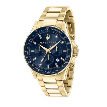 Montre Maserati Sfida 44Mm Chr Bleu Dial Br Yg