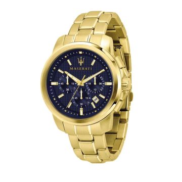 Montre Maserati Successo Ext 44Mm Chr Bleu Dial Br Yg
