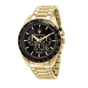 Montre Maserati Traguardo 45Mm Chr Noir Dial Br Yg
