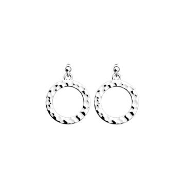 Boucles d'Oreilles Pure Martelée, 16 mm, Finition Argentée