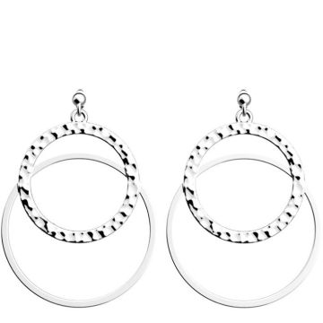 Boucles d'Oreilles Pure Martelée, 25 mm, Finition Argentée