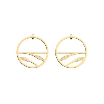 Boucles d'Oreilles Épis de blé, Créoles 30 mm, Finition Dorée