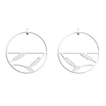 Boucles d'Oreilles Épis de blé, Créoles 43 mm, Finition Argentée