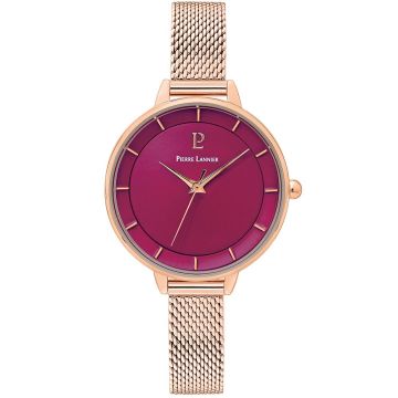 Montre Femme Delice Cadran Framboise Bracelet Acier Doré-Rose