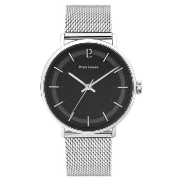 Montre Homme Gaius Cadran Noir Bracelet Acier Milanais Argenté