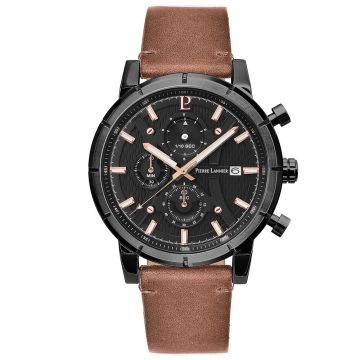 Montre Homme Criterium Cadran Noir Bracelet Cuir Brun