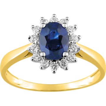 Bague Saphir Oxyde De Zirconium Or Jaune+Rh
