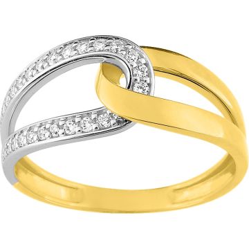 Bague Oxyde De Zirconium Bicolore Or375