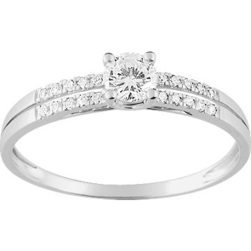 Bague  Oxyde De Zirconium 0.66c Or Blanc