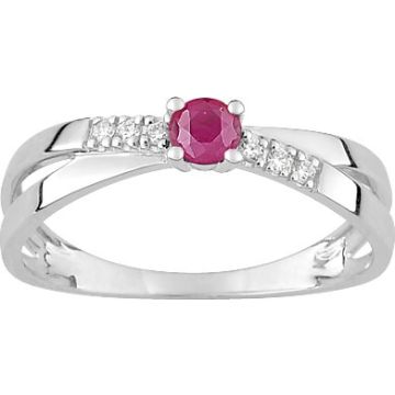 Bague Rubis Oxyde De Zirconium Or Blanc