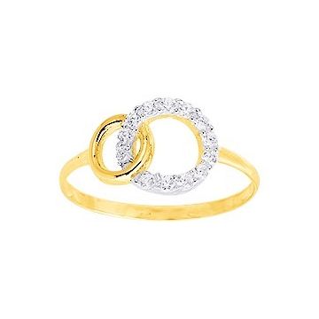 Bague Or Jaune+Rh  Oxyde De Zirconium