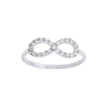 Bague Infini Oxyde De Zirconium Or Blanc
