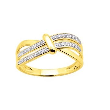 Bague Oxyde De Zirconium Or Jaune+Rh