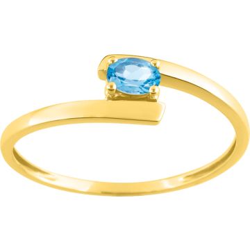 Bague Topaze Bleu Traitée Or Jaune