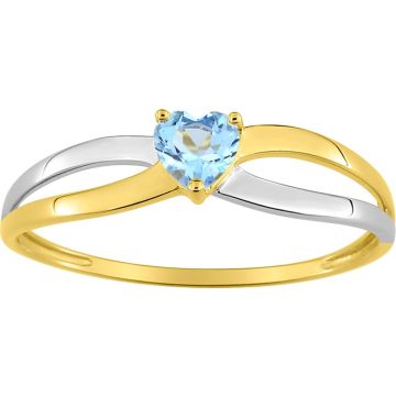 Bague Topaze Bleu Traitée Or Jaune+Rh