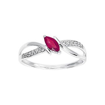 Bague Rubis Oxyde De Zirconium Or Blanc