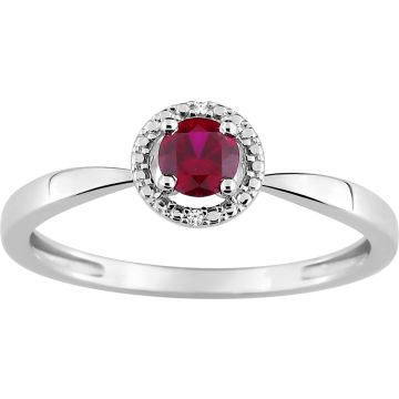 Bague Rubis Rouge Oxyde De Zirconium Or Blanc
