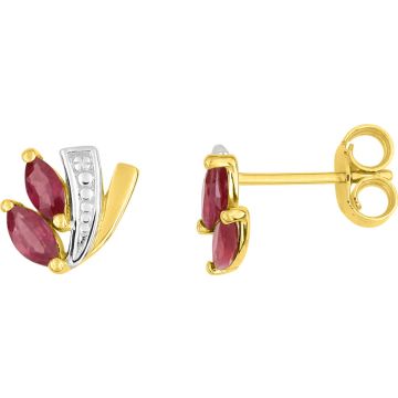 Boucles D'oreilles  Clou Rubis Or Jaune+Rh