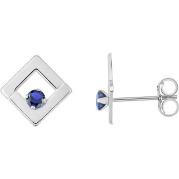 Boucles D'oreilles  Clou Saphir Or Blanc