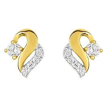 Boucles D'oreilles  Clou Oxyde De Zirconium Bicolore