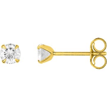 Boucles D'oreilles  Clou Oxyde De Zirconium Or Jaune