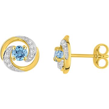 Boucles D'oreilles  Clou Top. Bl. Traitée Oxyde De Zirconium Or Jaune+Rh