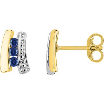 Boucles D'oreilles  Clou Saphir Or Jaune+Rh