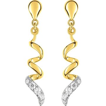 Boucles D'oreilles  Pendantes Oxyde De Zirconium Or Jaune+Rh