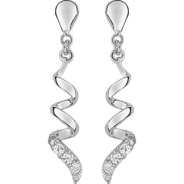 Boucles D'oreilles  Pendantes Oxyde De Zirconium Or Blanc