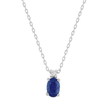 Collier Saphir Tr Diamant 0.008 Or Blanc