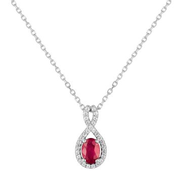 Collier Rubis Tr. 0.70c Oxyde De Zirconium Or Blanc