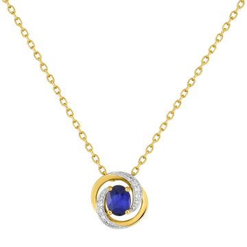 Collier Saphir Oxyde De Zirconium Or Jaune+Rh
