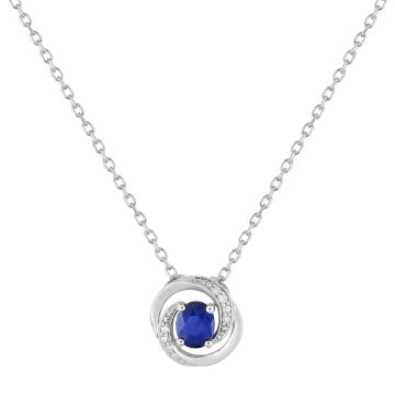 Collier Saphir Tr Oxyde De Zirconium Or Blanc