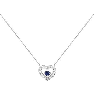 Collier 42cm Saphir Oxyde De Zirconium Or Blanc