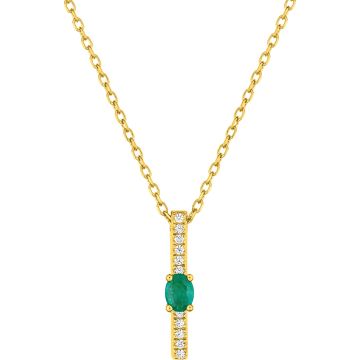 Collier 42cm Émeraude Oxyde De Zirconium Or Jaune