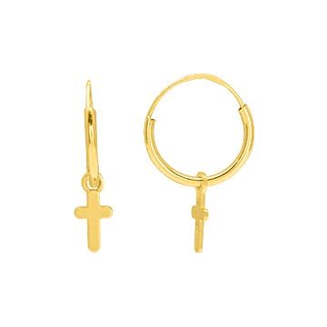 Créoles + Motif Croix Or Jaune