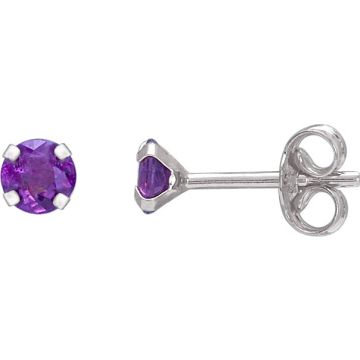 Boucles D'oreilles  Clou Or Blanc Améthyste