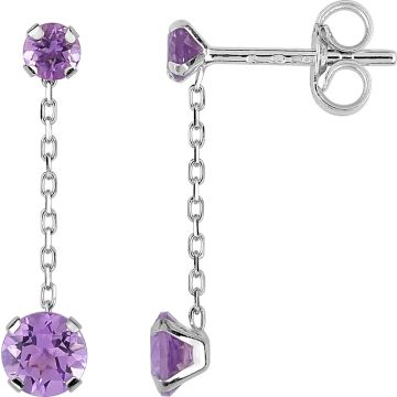 Boucles D'oreilles Pendantes Améthyste Or Blanc