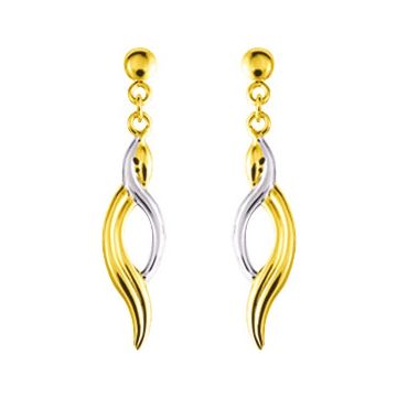 Boucles D'oreilles  Pendantes Or Jaune+Rh