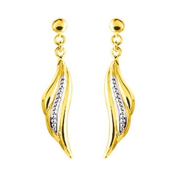 Boucles D'oreilles  Pendantes Or Jaune+Rh
