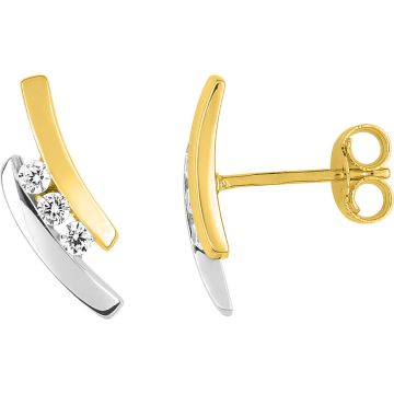 Boucles D'oreilles  Oxyde De Zirconium Or Jaune+Rh