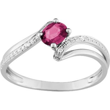 Bague Rubis Diamant 0.01ct Or Blanc