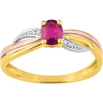Bague Rubis 0.44c Diamant 0.006ct 3 Ors